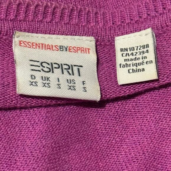 Esprit Size XS Purple Embroidered V-Neck Button Up Cardigan Sweater - Picture 6 of 6